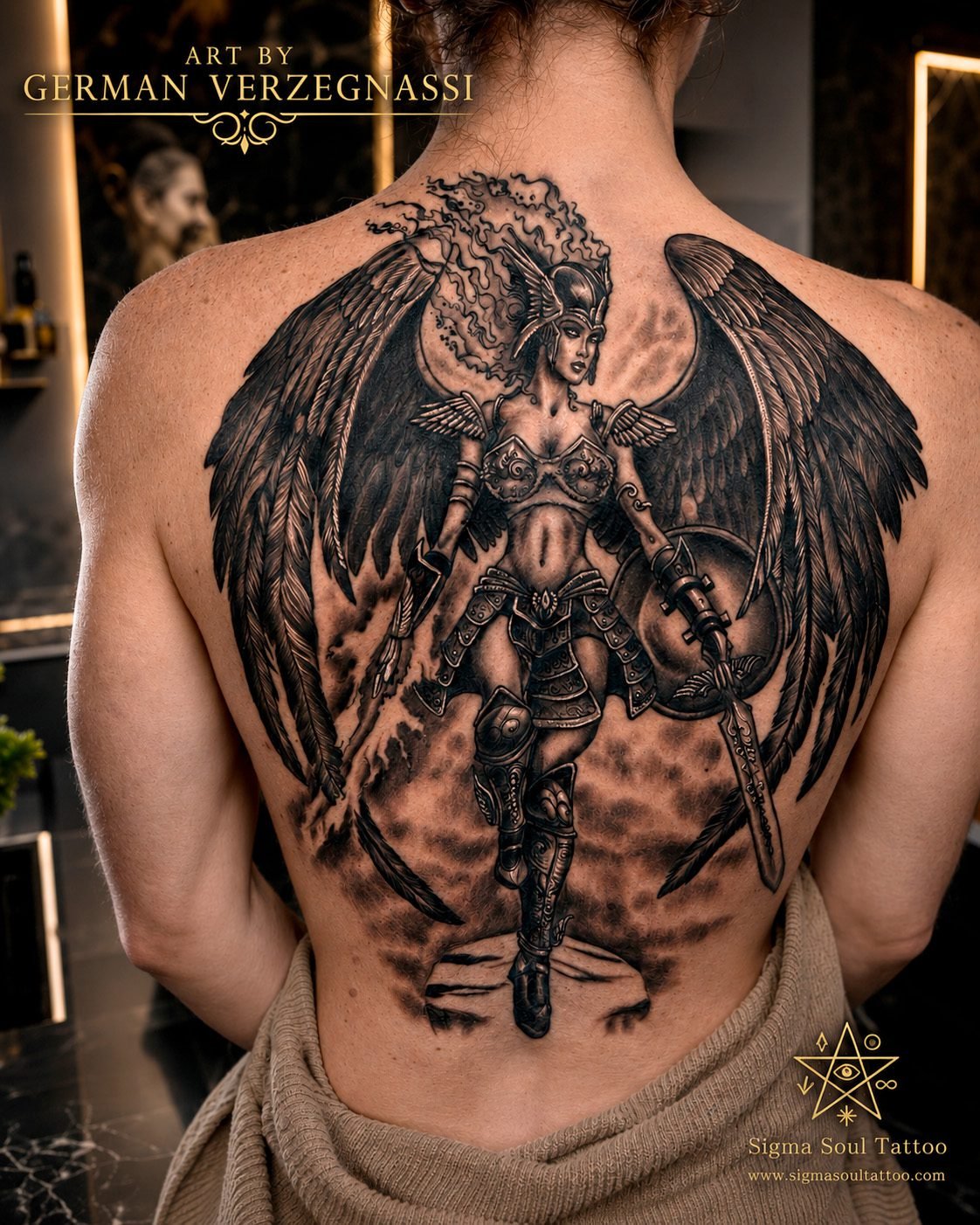 Detalle de líneas, sombras y contraste en un tatuaje de Sigma Soul Tattoo